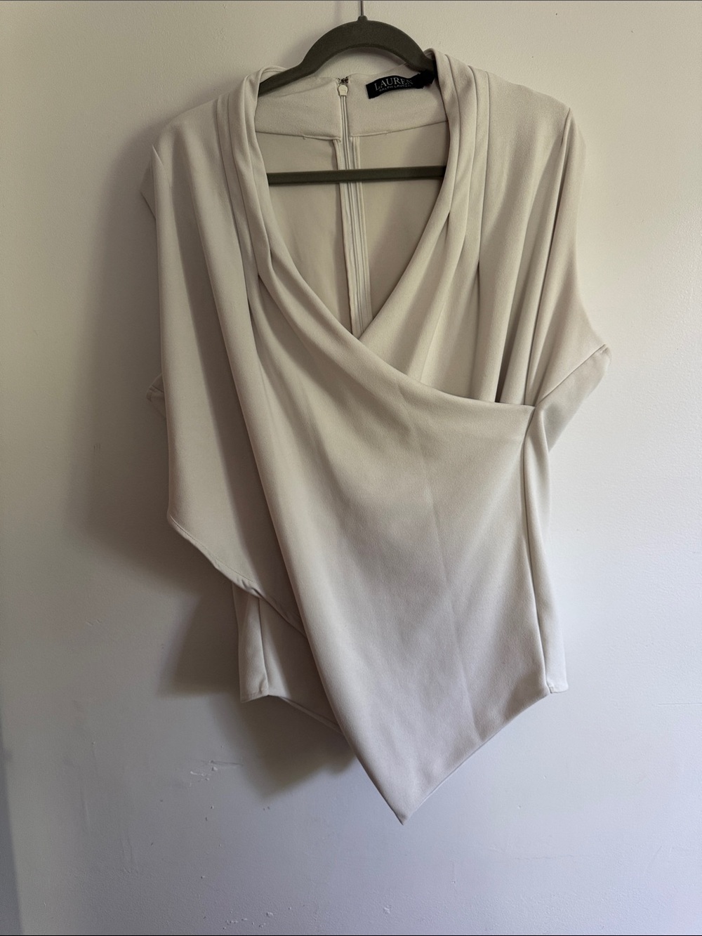 LAUREN Ralph Lauren Aura Draped Surplice Asymmetric Top in White
